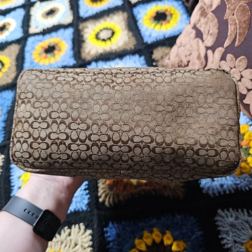 2004 Vintage y2k Coach Demi Shoulder Bag in Brown Mini Signature Jacquard Purse
